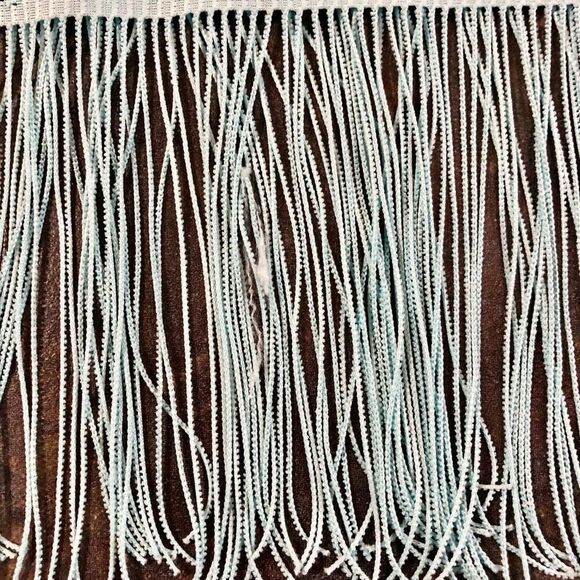 Melissa Paige Crochet Lace Maxi Sea Foam Teal Fringe on Bottom Medium - Picture 11 of 14